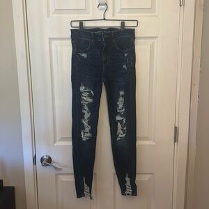 American Eagle AE High Rise Jegging Jeans Size 6 Distressed